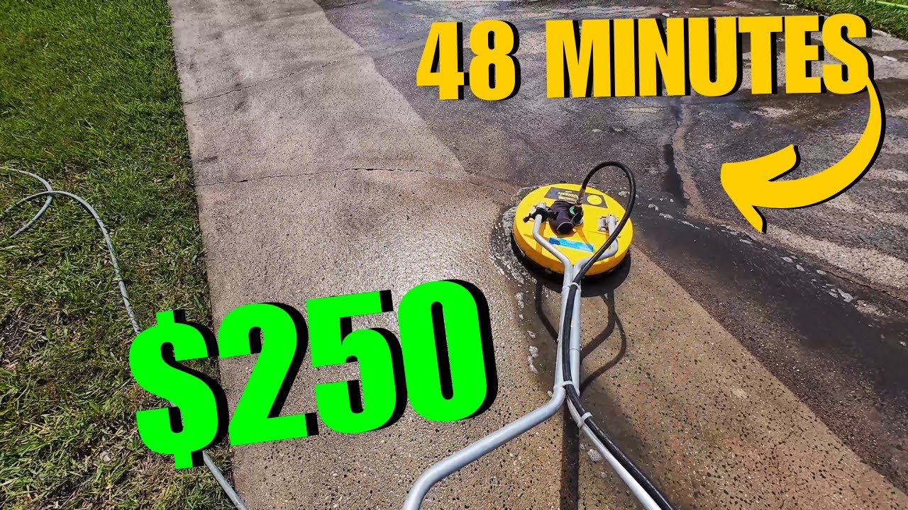 How I made $250 in 48 MINUTES Pressure Washing A DRIVEWAY