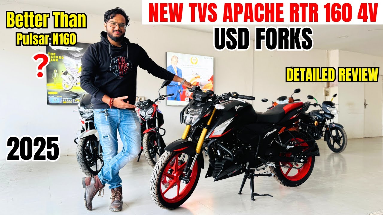 New 2025 TVS Apache RTR 160 4V USD Forks Detailed Review | On Road Price | New Changes | Features 🔥🔥