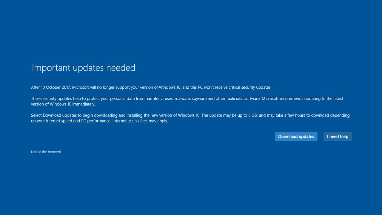 Every Windows End of Support message (2024 Edition)