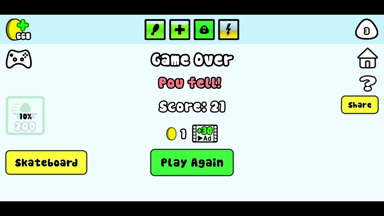 Pou (Android): Game Over Screens
