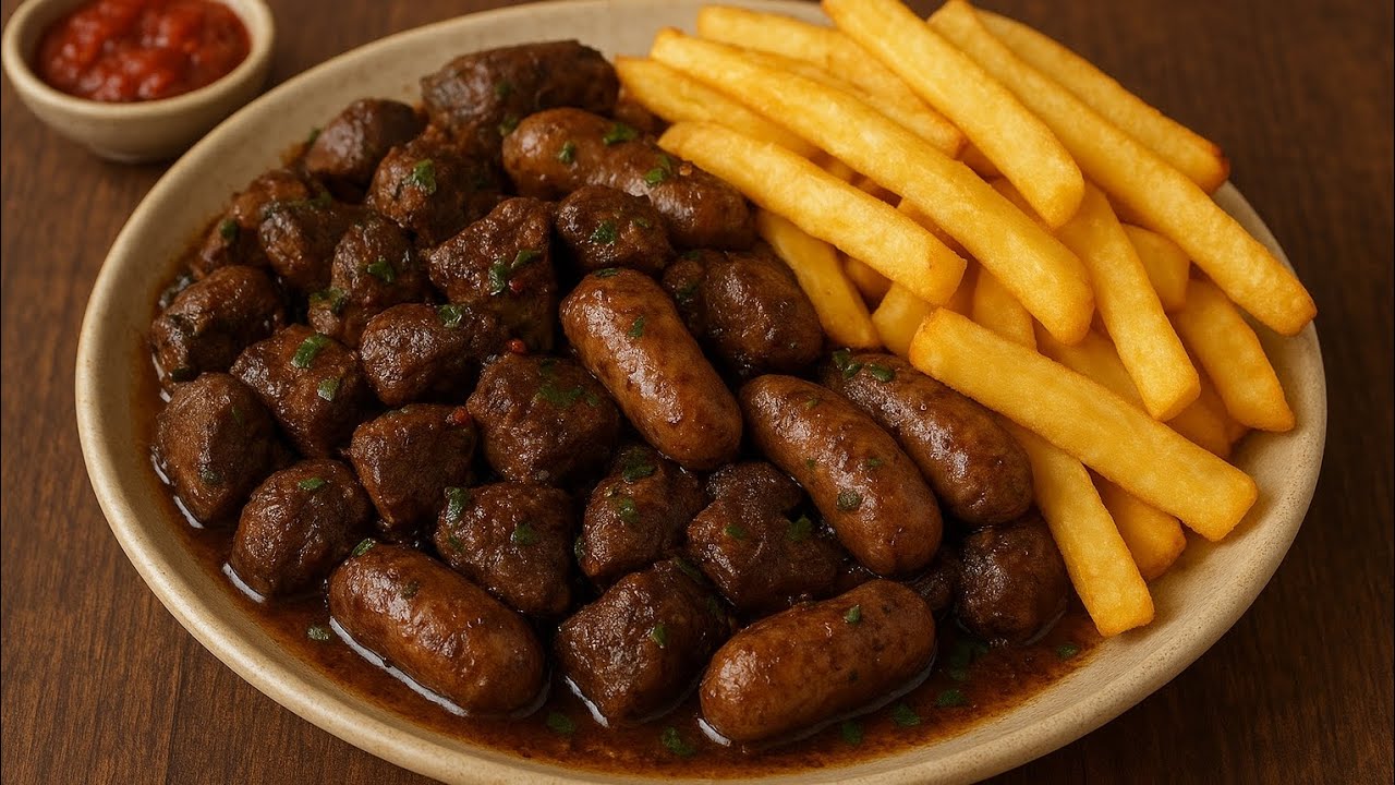 اكله كبد وقوانص مع بطاطس مقليه من ريحه زمان 🔥