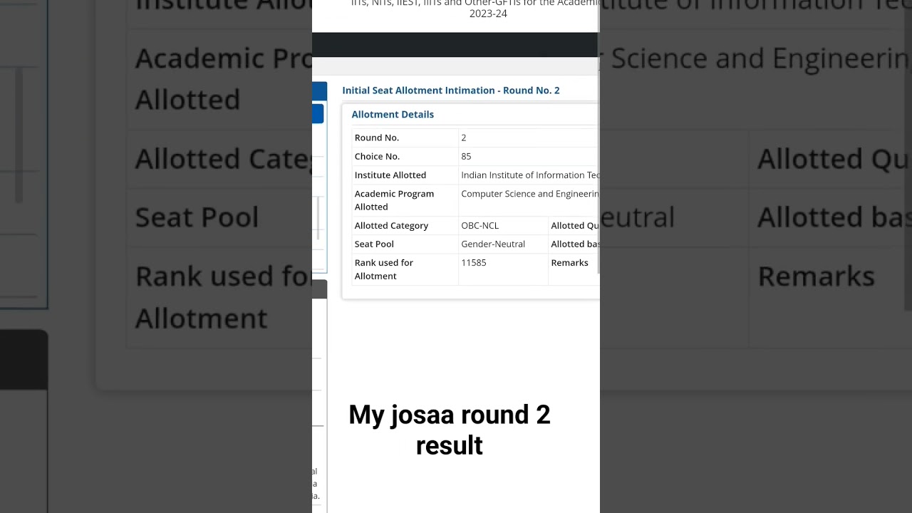 My josaa round 2 result #josaa #iit #iiit #nit #jee #advanced