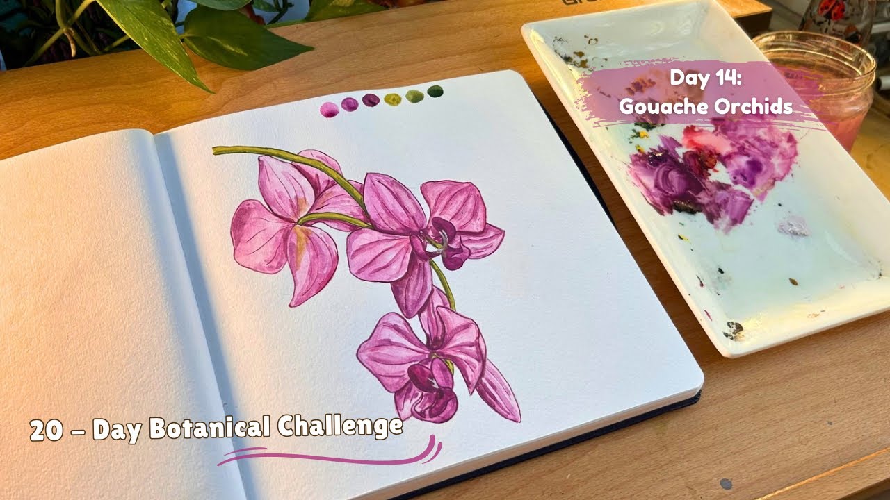 How to Paint Orchide in Gouache 🌸| Calm ASMR Real-Time Botanical Art | Himi Gouache ✨