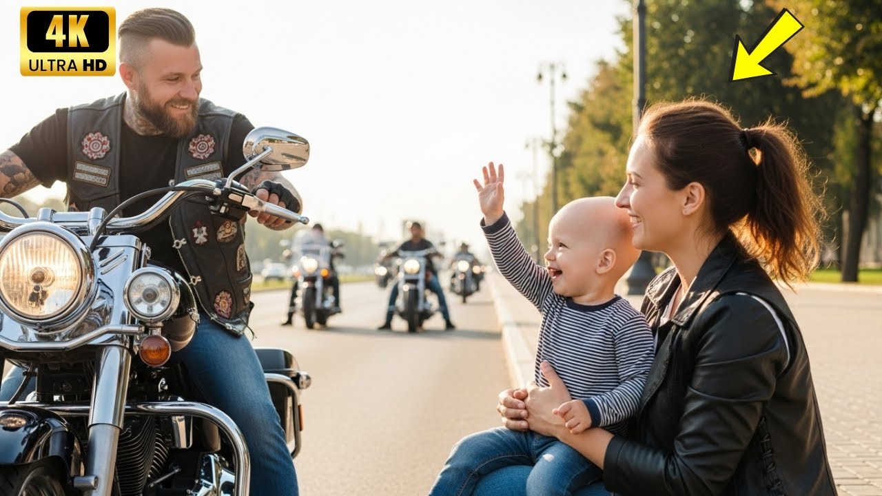 Kleines krebskrankes Mädchen winkte Bikern … Stunden später umringten Hells Angels ihr Krankenhaus