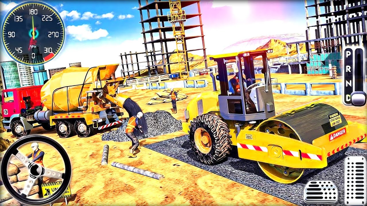 JCB Excavator Dumping Sand at Construction Site #3 - City Park Installation Game - Android Gameplay