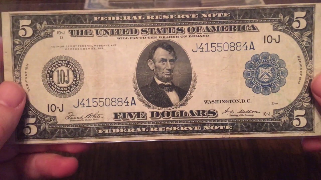 1914 $5 Federal reserve note