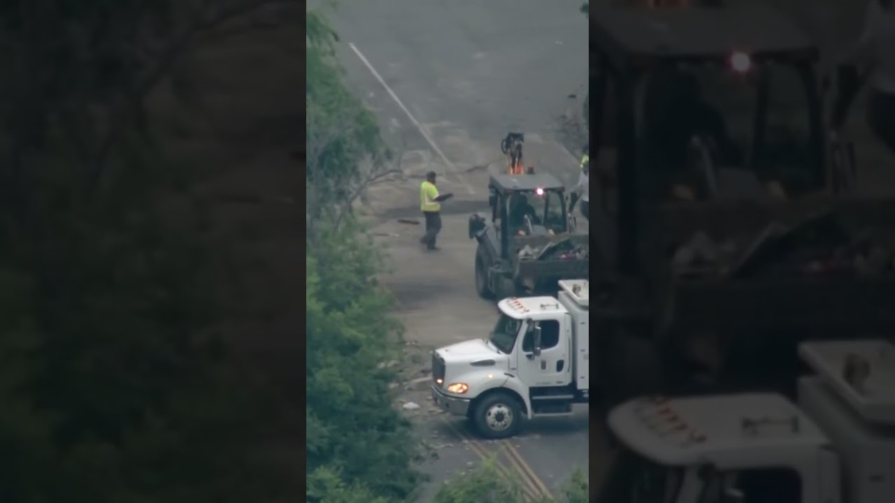 Camión de carga se estrella contra muro de la autopista 210 en Arcadia