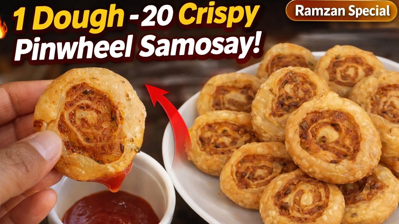 1 Dough Se 20 Crispy PinwheelSamosay 😍 | Unique Iftar /Tea Time Recipe|🥔 Unique Aloo Pinwheel Samosa
