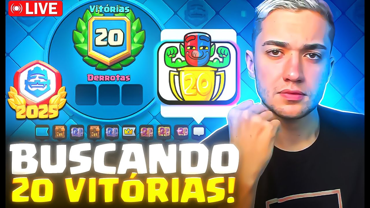 VENCENDO O DESAFIO DAS 20 VITÓRIAS PELA SEGUNDA VEZ NO CLASH ROYALE! - clash ao vivo