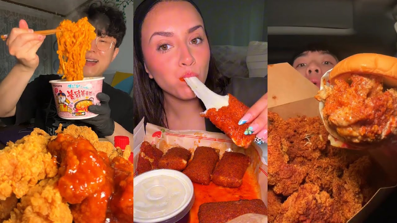 TIKTOK Mukbang Compilation | KFC, Buldak, Chili's, Red Chikz, Cane's & More!