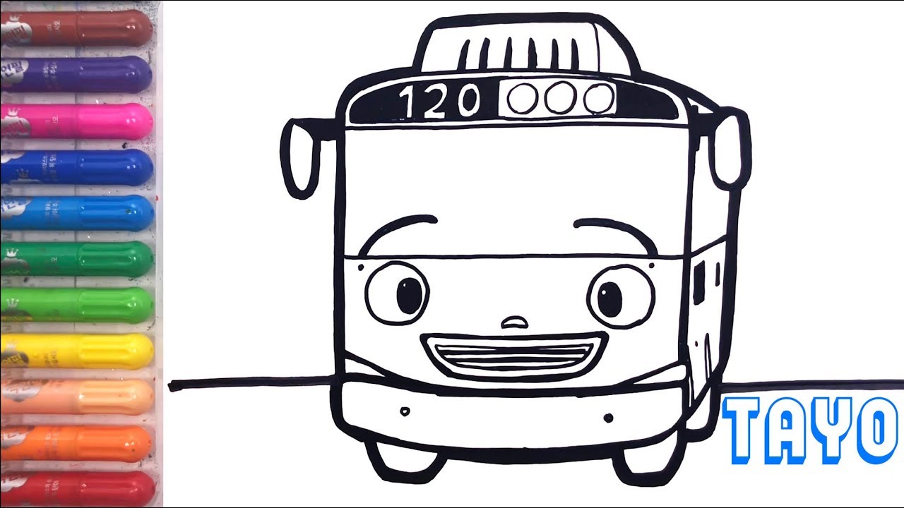 귀여운 꼬마버스 타요 그리기 색칠하기 I How to draw TAYO BUS l Drawing Coloring tutorial I Woojoo kids Art