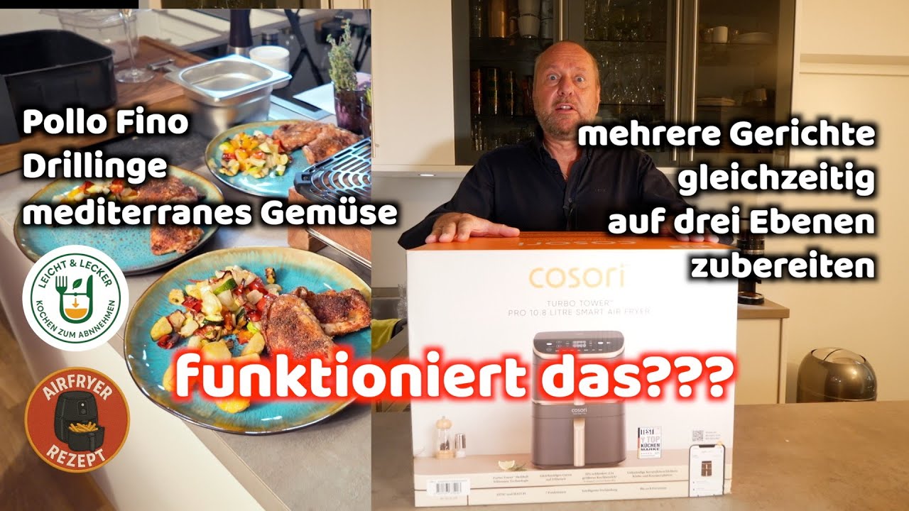 3 Gerichte gleichzeitig im Airfryer! Cosori Turbo Tower Test | Hähnchen, Kartoffeln & Gemüse