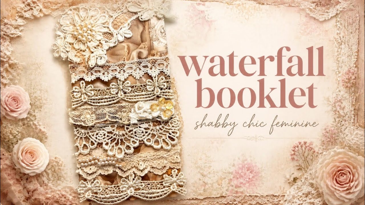 Waterfall Booklet ~ Elegant, Shabby Chic Junk Journal Ephemera 