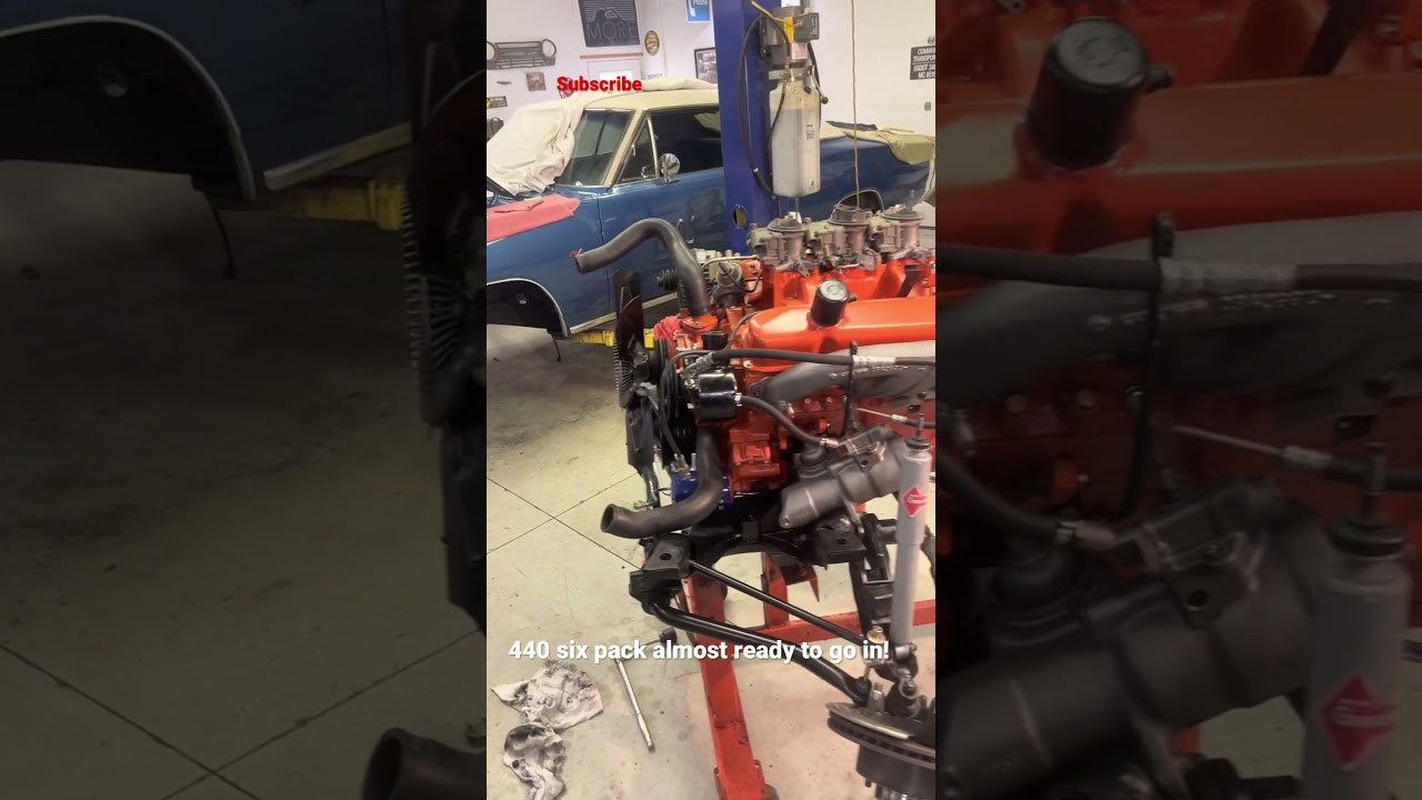 440 six pack ready to go in 1968 Dodge Coronet RT.  Old school power!