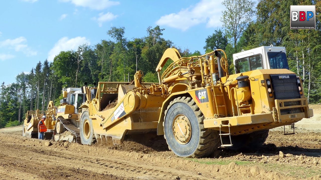 5x CATERPILLAR 631G & D10T, Road Construction / Bau der B 31 Friedrichshafen, Germany, 19.07.2018 #7
