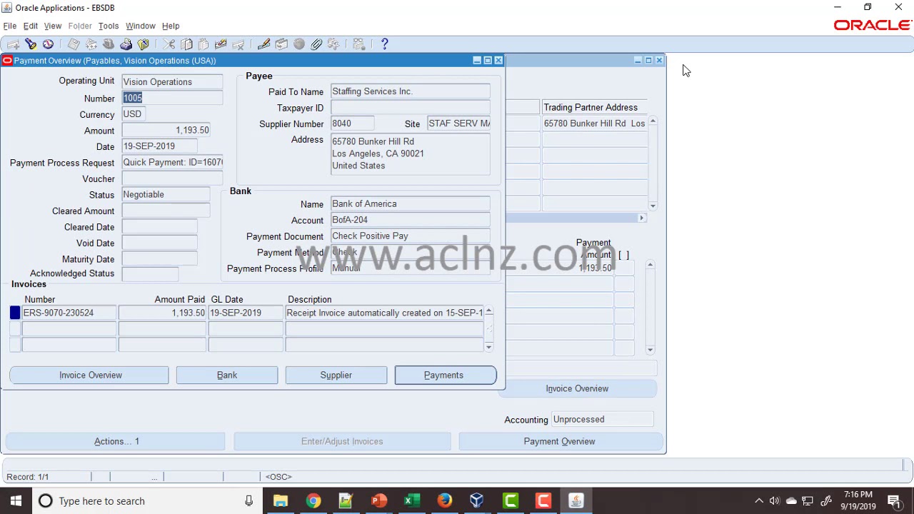 Deep dive: Invoice to payment in Oracle Paybales and post accounting in Oracle GL