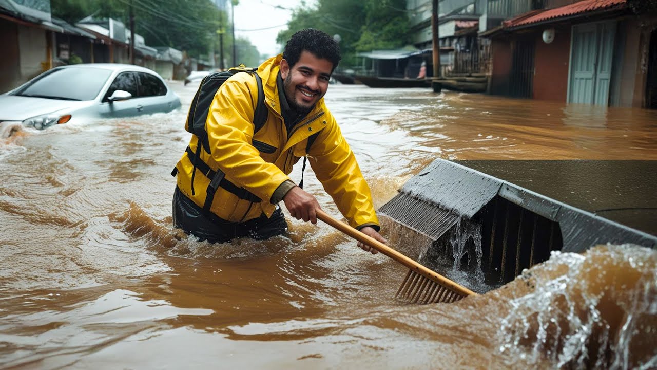 💦 Massive Street Flood Drained After Huge Clog Removed!