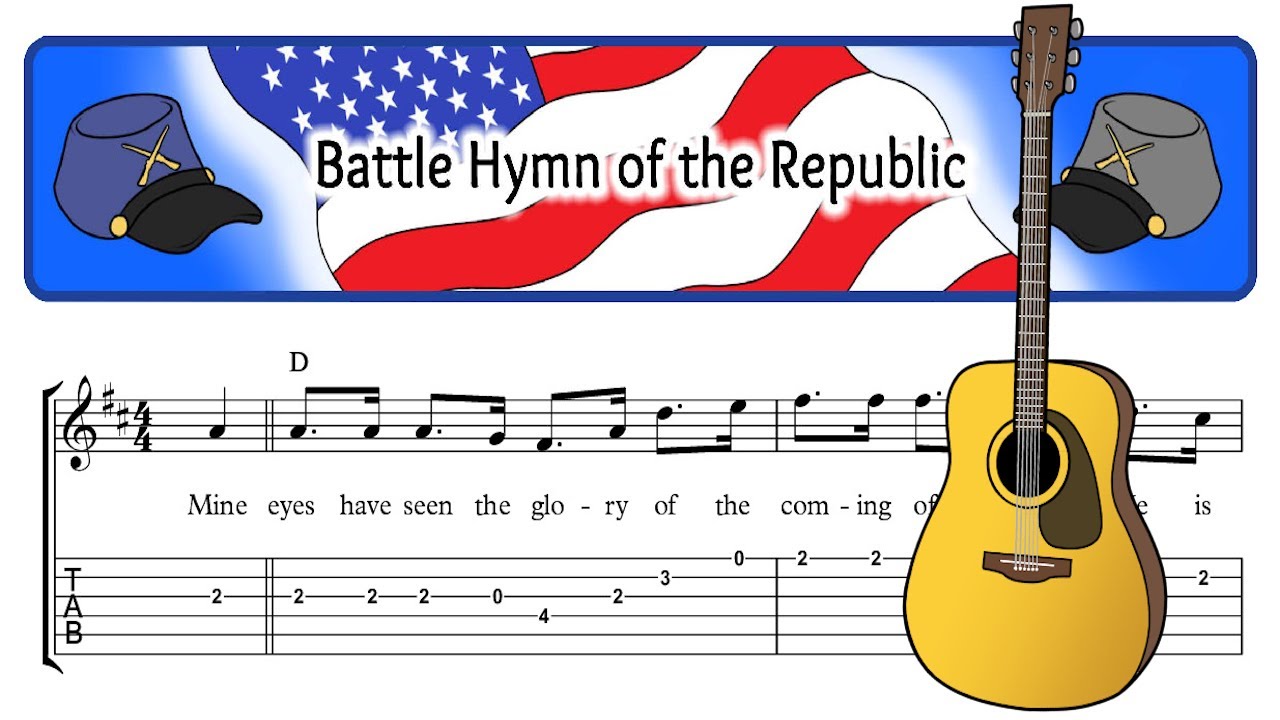 Battle Hymn of the Republic - Easy Christian Guitar Sheet Music with TAB, Chords & Lyrics