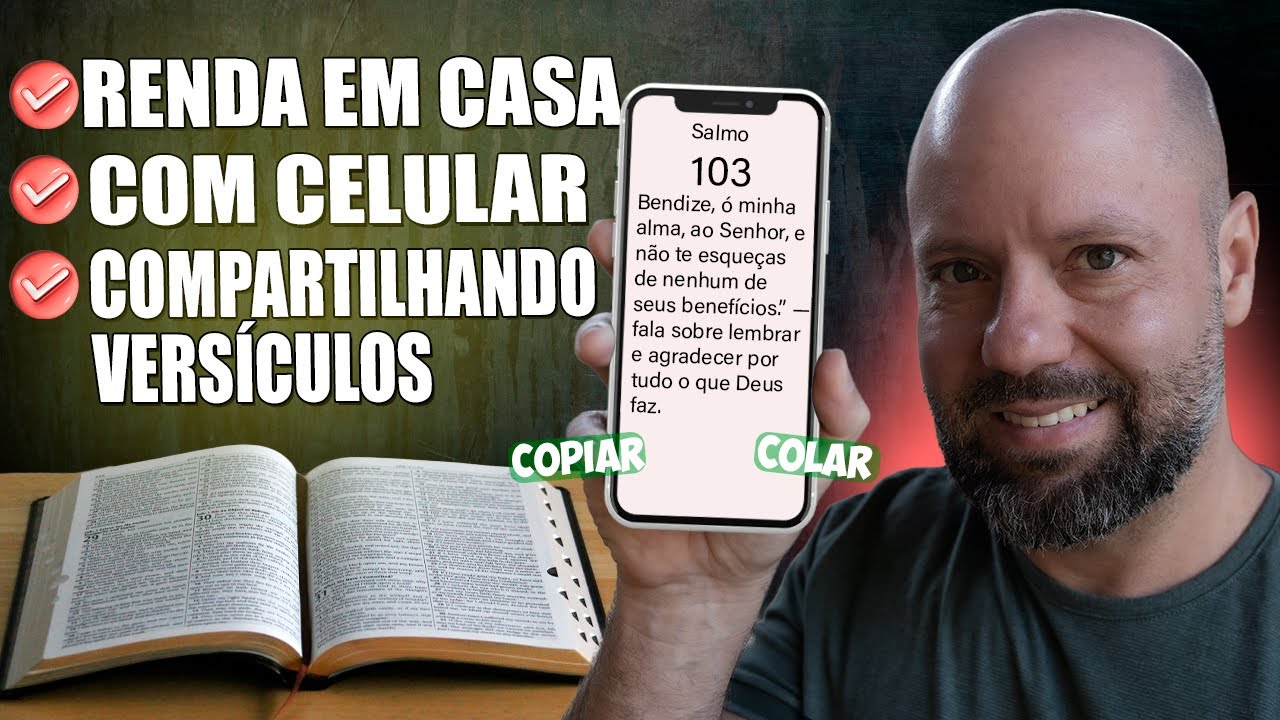 Testei uma forma simples de criar renda compartilhando versículos no celular