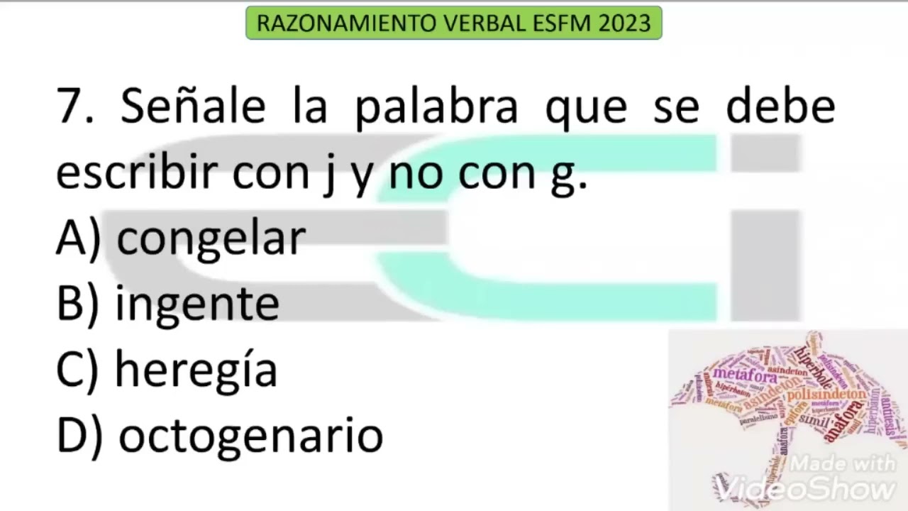 100 preguntas de Razonamiento verbal