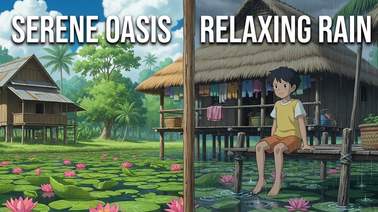 Tropical Stilt Home Oasis 🌴 Serene Anime Ambience & Jungle Nature Sounds