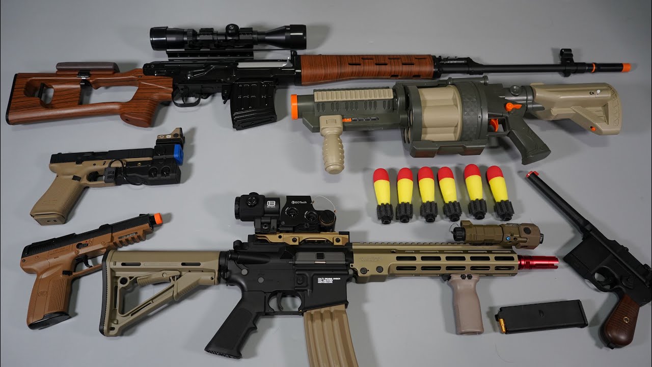 Sniper Rifle SVD Airsoft Toy Gun - Grenade Launcher Nerf Gun - HK416 - Glock17 - Toy Guns Collection