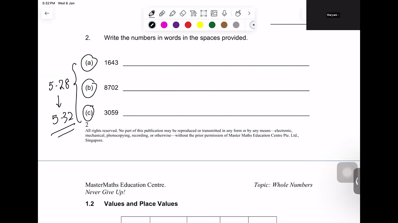 Jan 08   VR P3 Maths Wednesdays 5 15 6 45pm