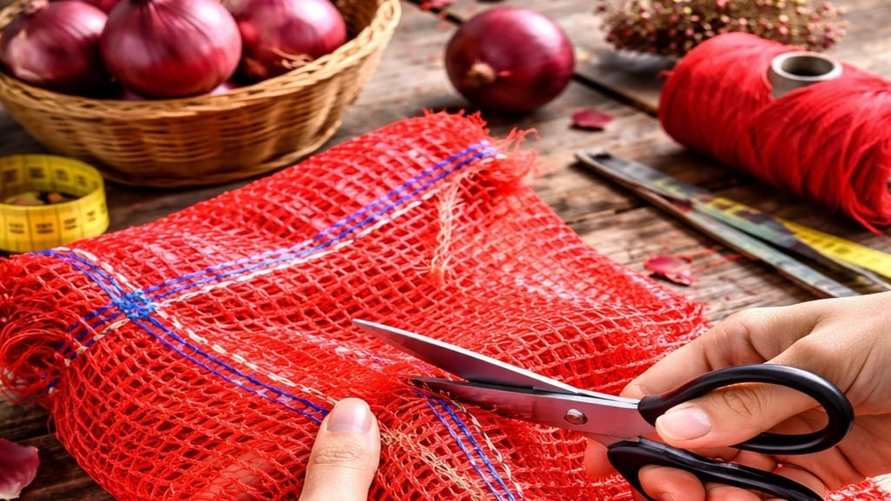 With an onion sack 🥰GREAT RECYCLING😍