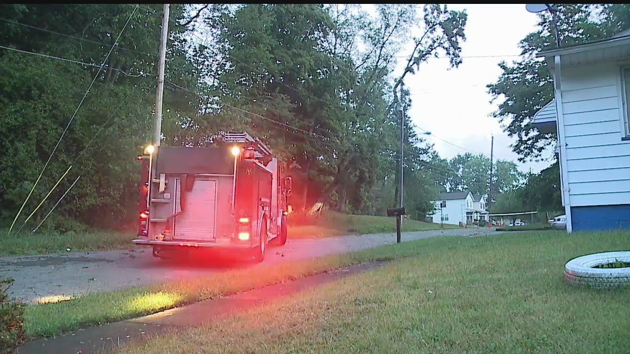 Wires sparking, tree lands on wires on closed road