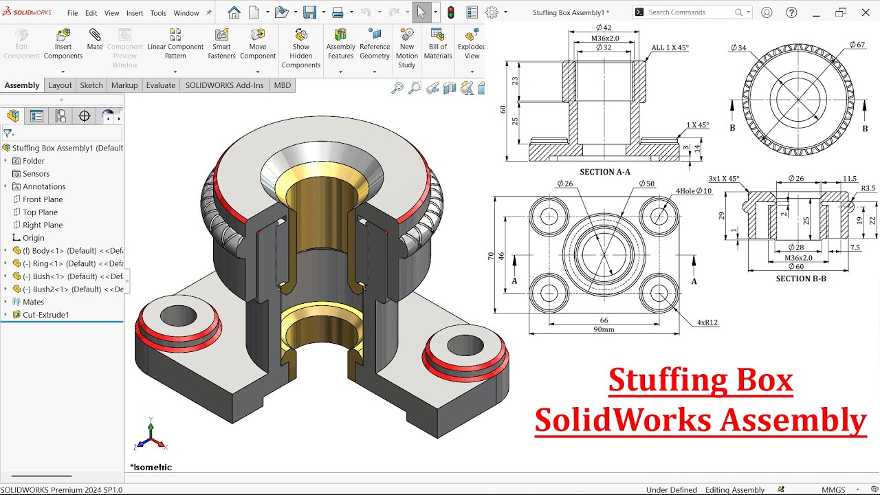 Stuffing Box Parts and Assembly in SolidWorks