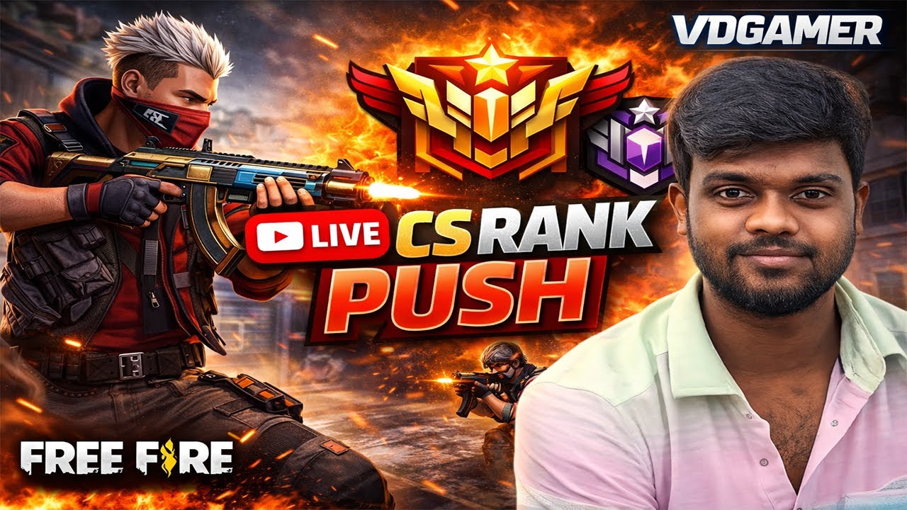 Free Fire CS RANK PUSH Live Stream [தமிழில்]🔴🇮🇳VD GAMER 🇮🇳🔴