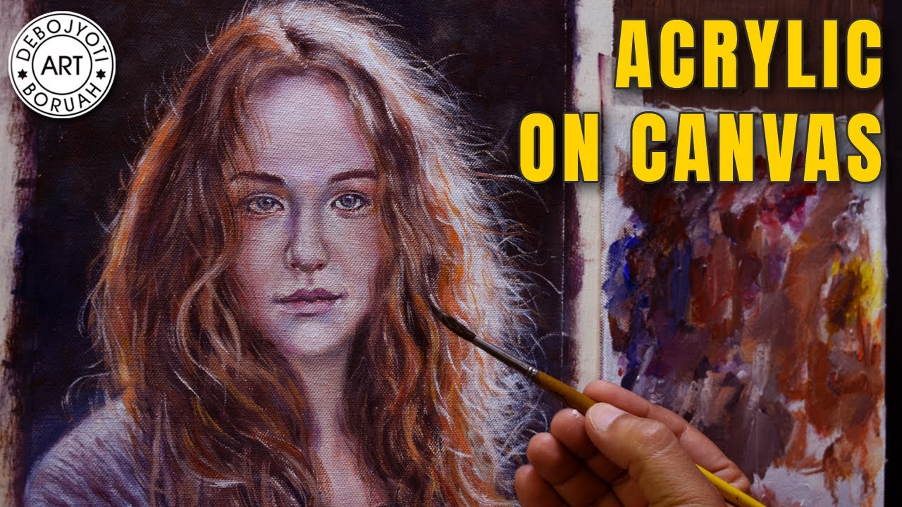 Sun Kissed Hairs | Acrylic Portrait Painting on Canvas | Time Lapsed by Debojyoti Boruah