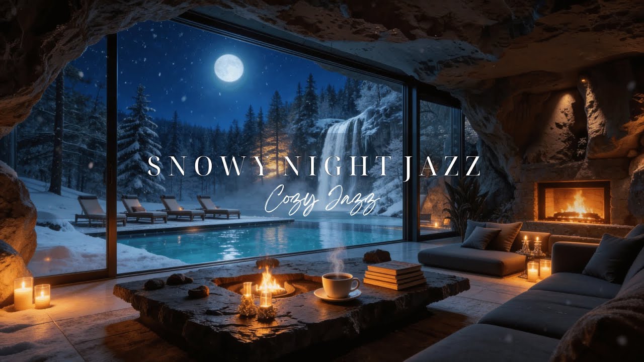 Snowy Night Jazz ☕ Cozy Winter Cafe Ambience