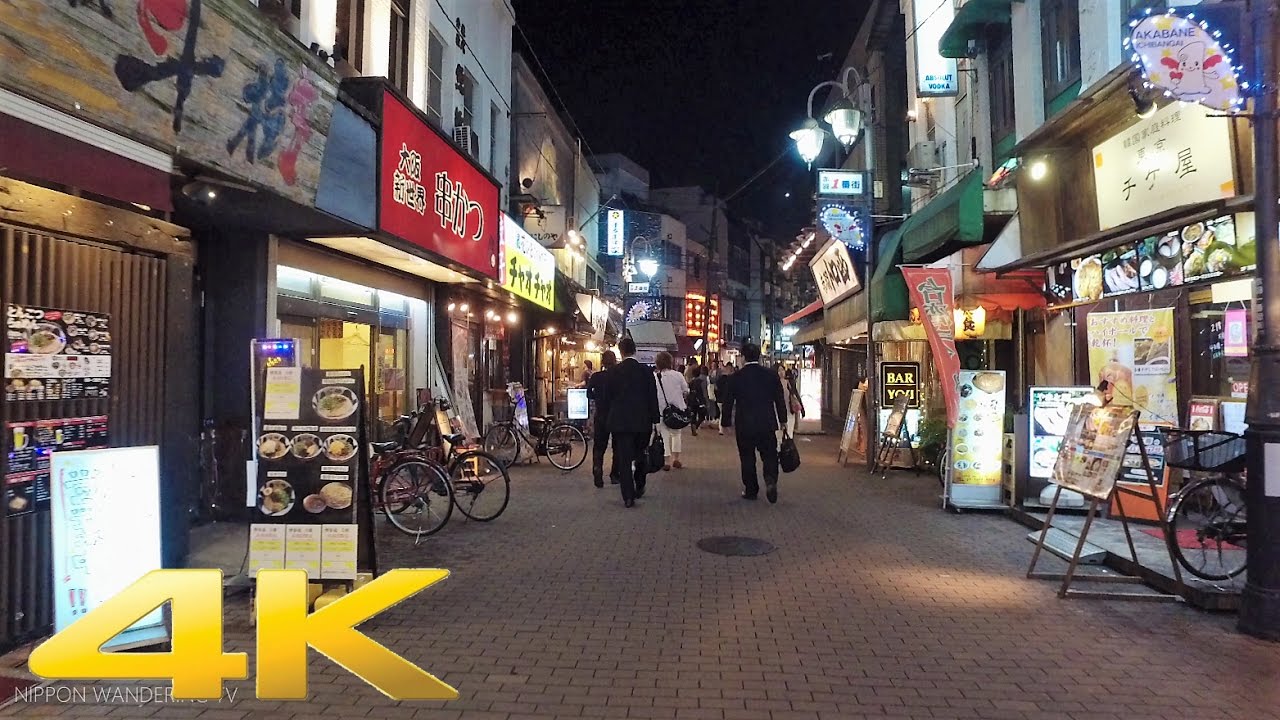 Walking around Akabane east area, Tokyo by night - Long Take【東京・赤羽/夜景】 4K