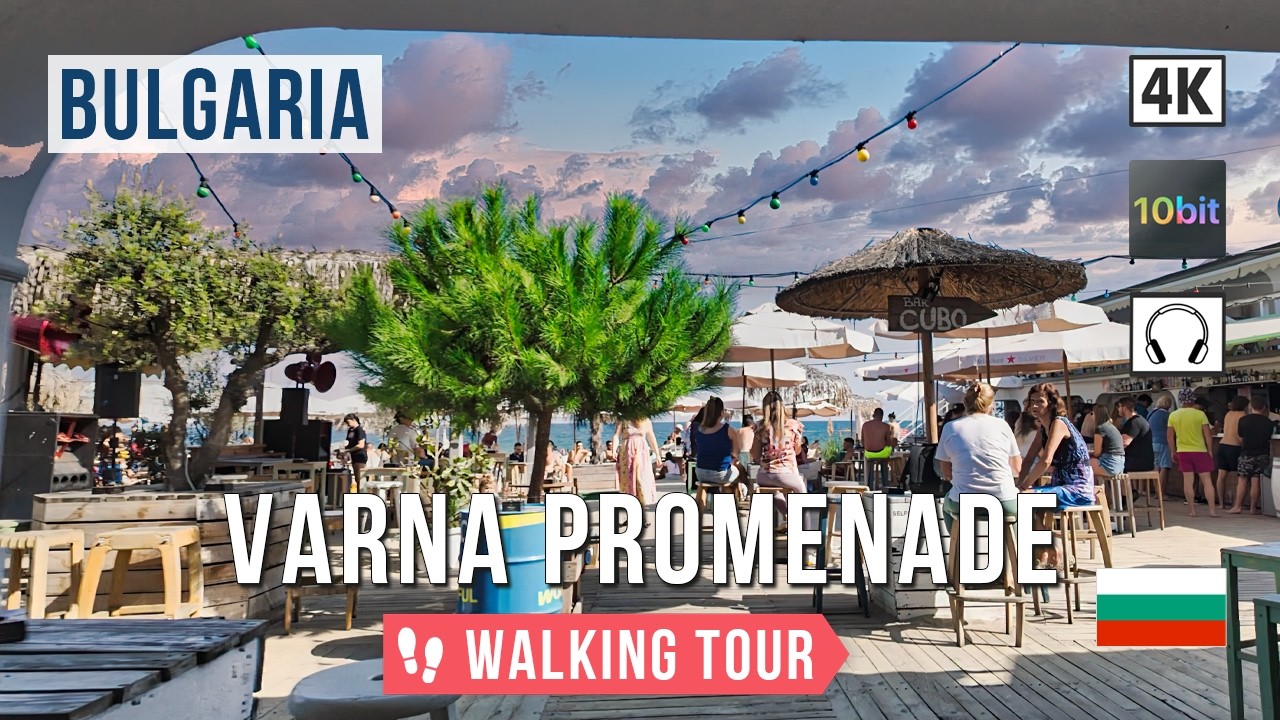 Spacer promenadą w Warnie: relaksujący spacer wzdłuż oszałamiającej promenady 🚶&zwj;♂️4К 10bit 🎧 2024