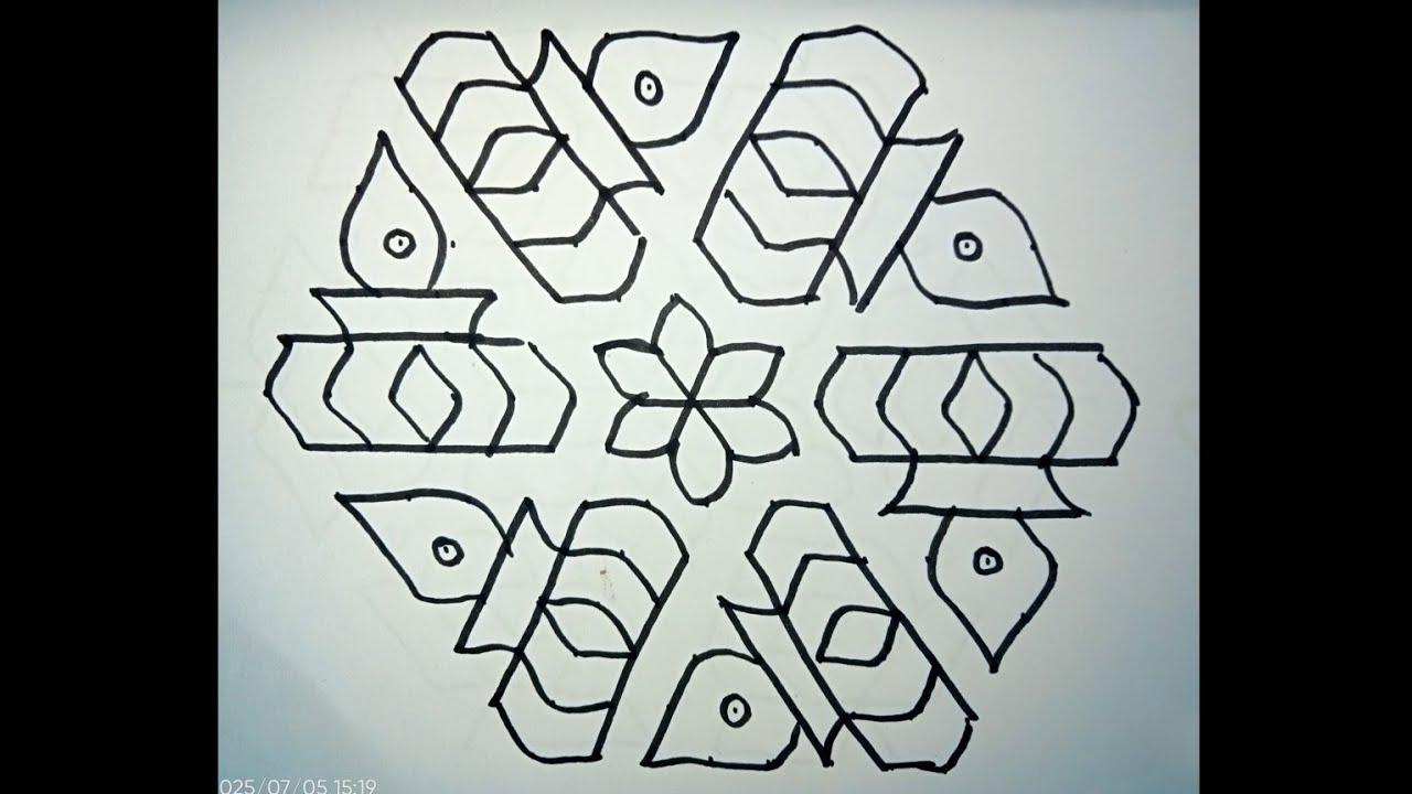 Simple Rangoli with 15-8 dots 