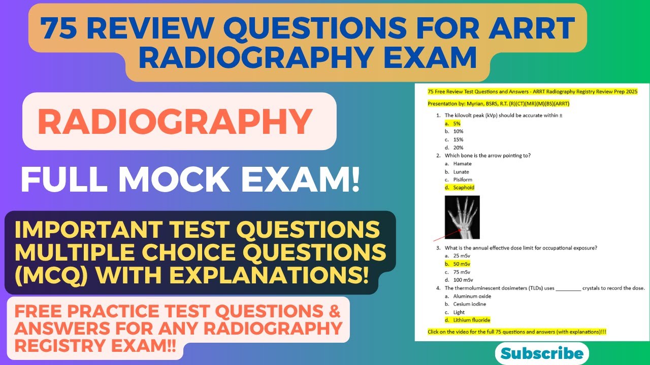 75 Radiography ARRT Registry Practice Test Questions (Mock Exam 2025)