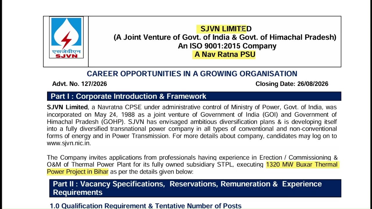 SJVN Recruitment 2026 | Apply Online for Executive Trainee & Other Posts | PSU Jobs 2026 |