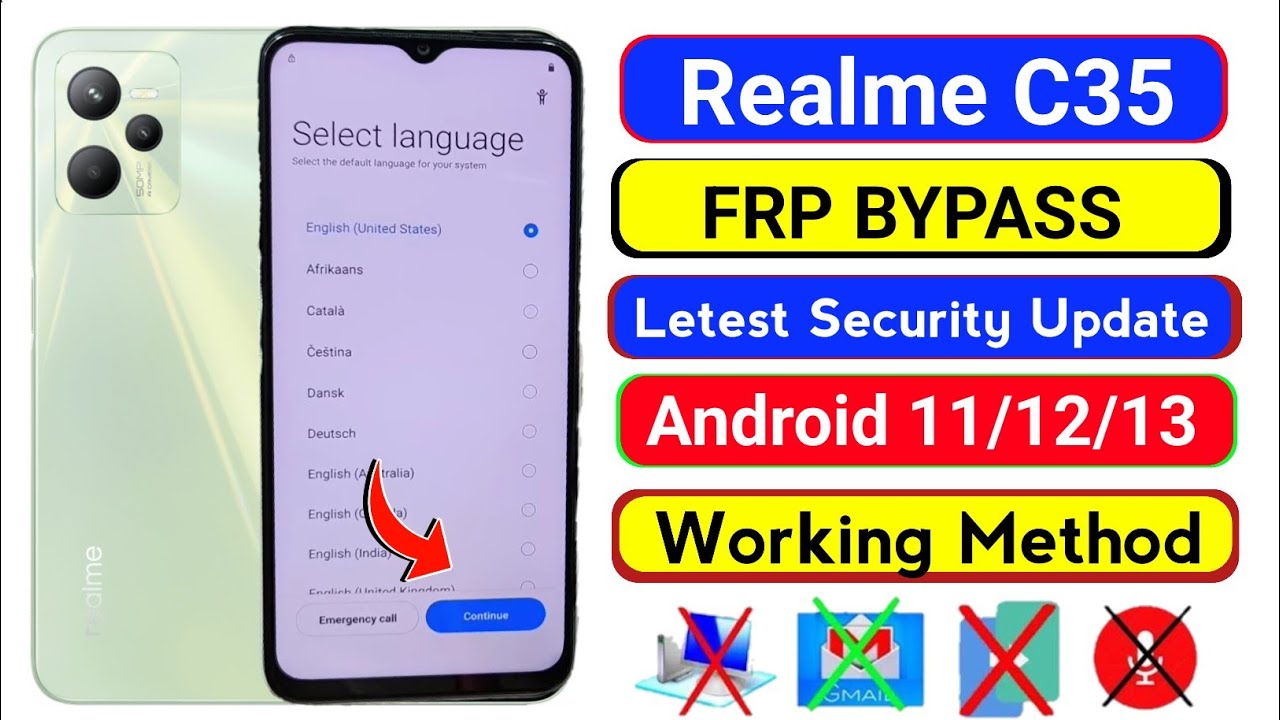 Realme C35 (RMX3511) FRP Bypass Android 12/13 || App Not Open || Without Pc || New Security || 2025