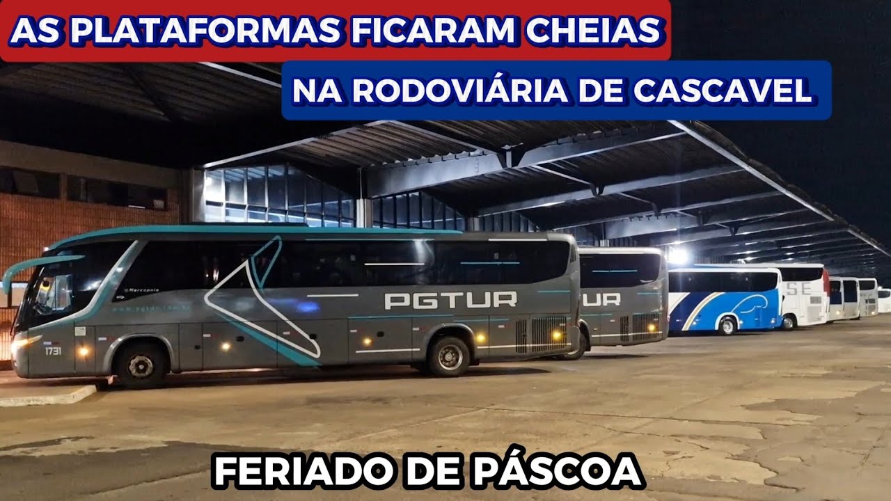GRANDE MOVIMENTO DE ÔNIBUS NA RODOVIÁRIA DE CASCAVEL ( PR ) , FERIADO DE PÁSCOA