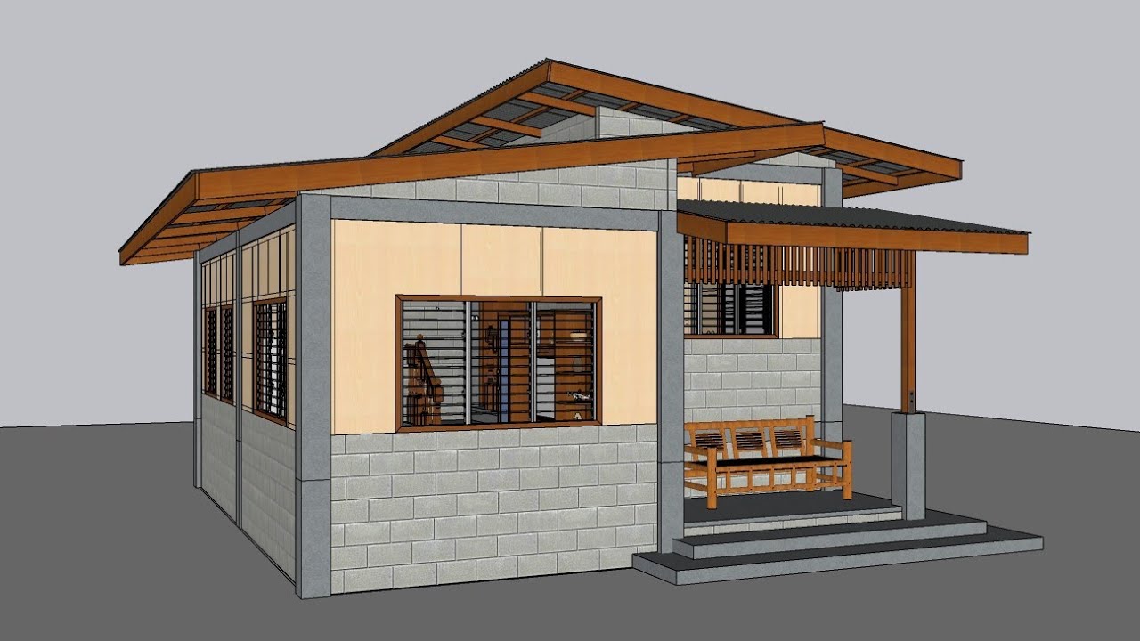 House Design: (8mx6.5m) 2 bedrooms half concrete, half plywood, bahay kubo design (PART 1)