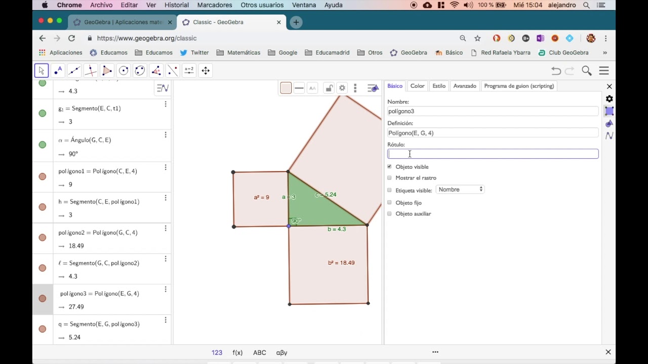 Teorema de Pitágoras con Geogebra