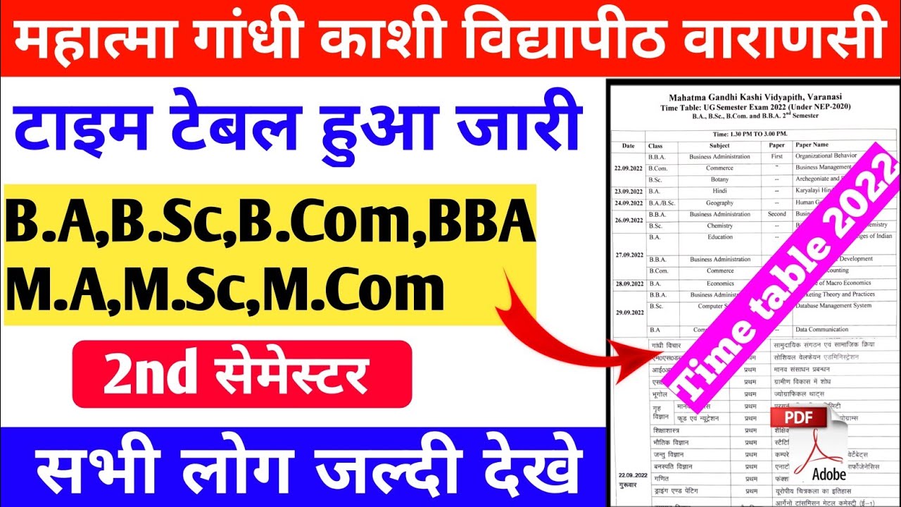 Mgkvp Time table 2022|mgkvp semester exam 2022 timetable|Mgkvp PG time table 2022|Mgkvp Exam date