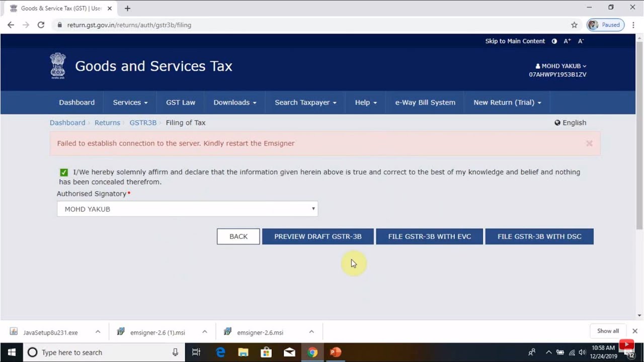 How to solve DSC Error in GST| How to solve DSC Error on GST Portal | Failed to establish connection