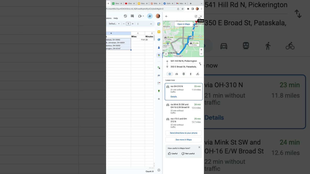 Найти расстояние между адресами &mdash; Google Таблицы #googlesheets