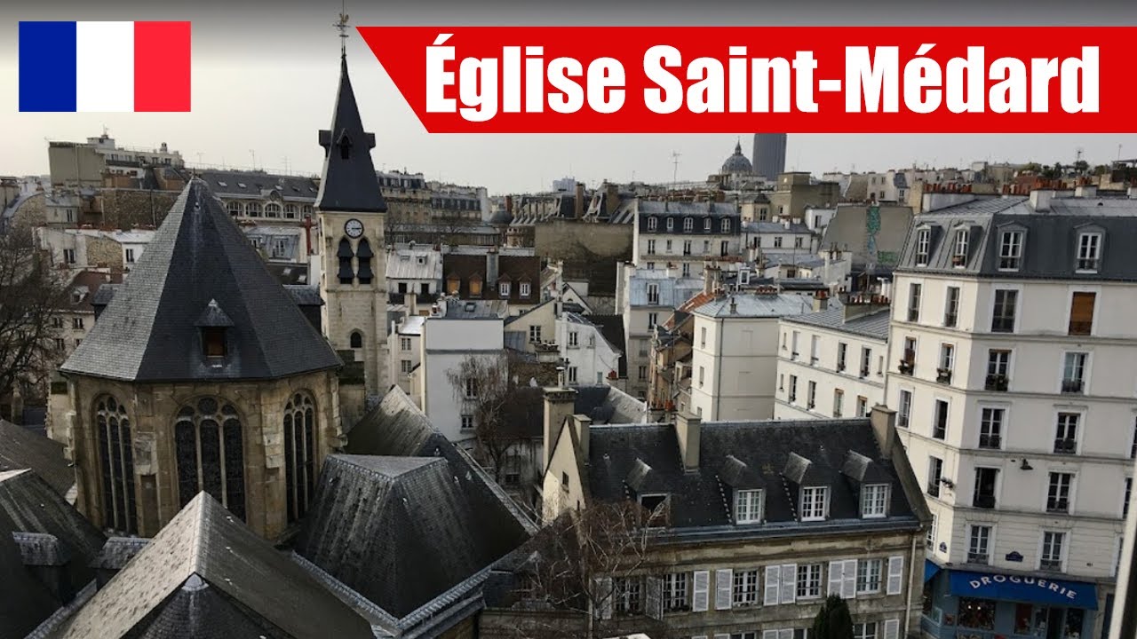 Rooftop View of Église Saint-Médard de Paris Church Bells Ringing