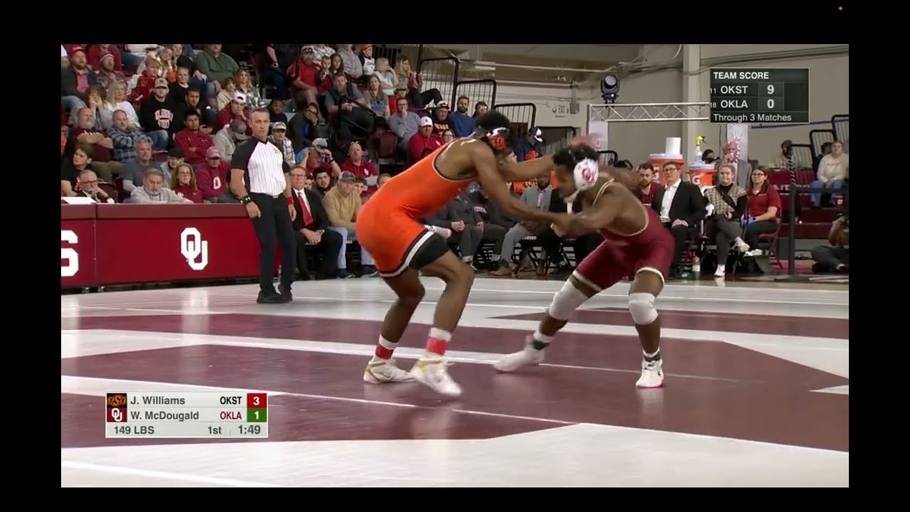 149lbs Willie McDougald (Oklahoma) vs Jordan Williams (Oklahoma State)