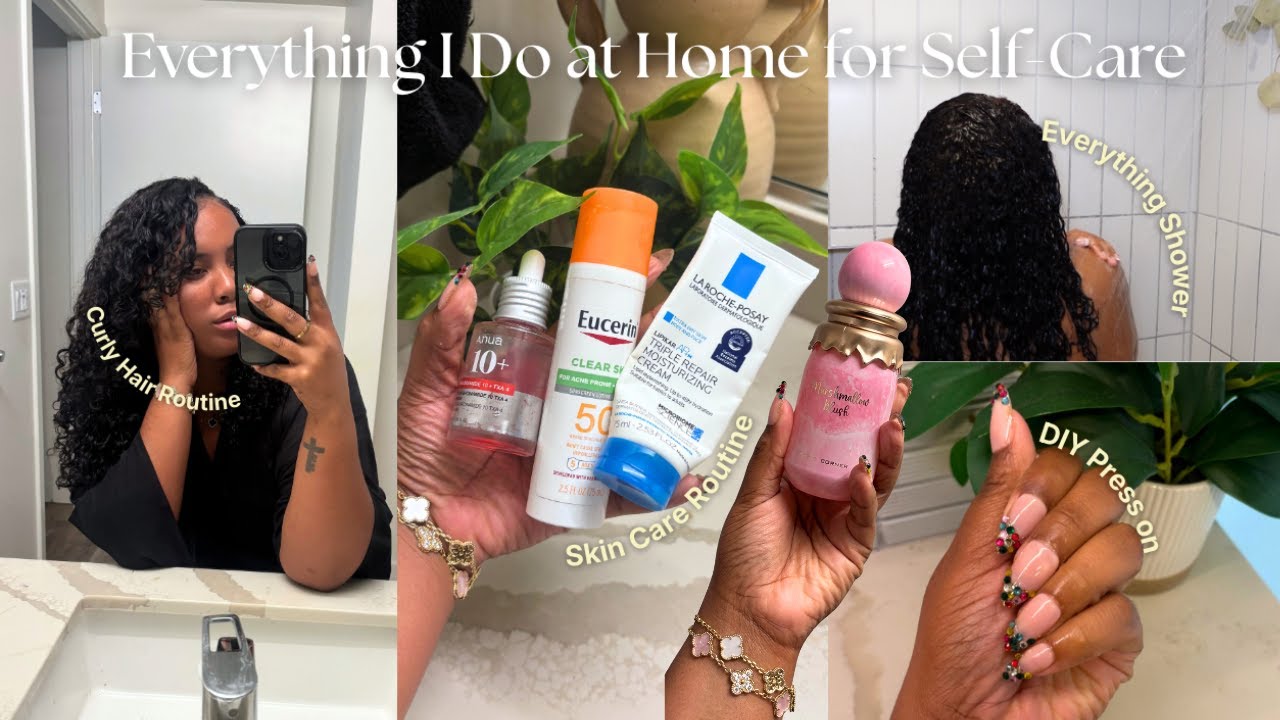 AT HOME 2026 SELF CARE MAINTENANCE ROUTINE | diy press on nails, curly hair routine, dermablading