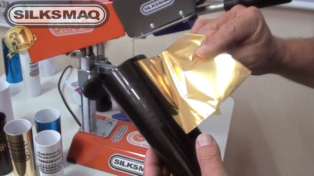 Aplicando Foil na maquina Transfer Giro Silksmaq