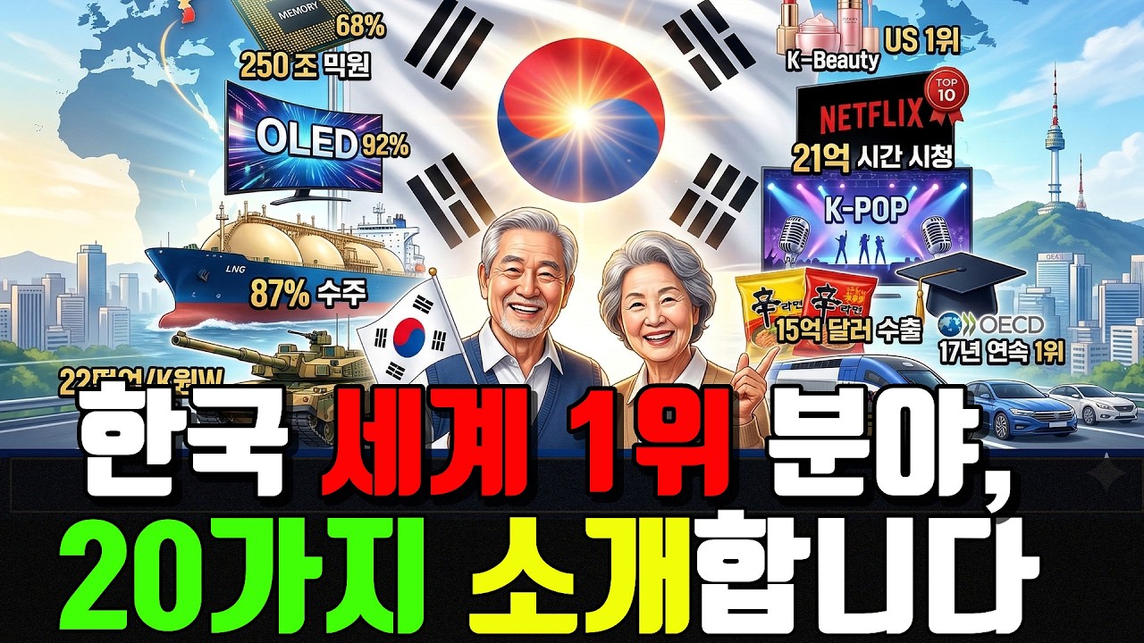 전세계가 경악한 한국이 1위하는 20가지 분야, 대단합니다